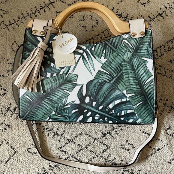 NWT Beatiful boho tropical leaf wood purse - Picture 2 of 10